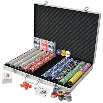 Pokerset met 1000 laser chips aluminium