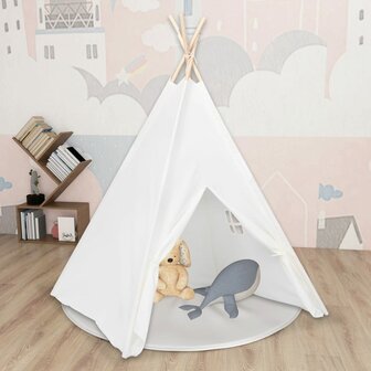 Kindertipitent met tas 120x120x150 cm peachskin wit