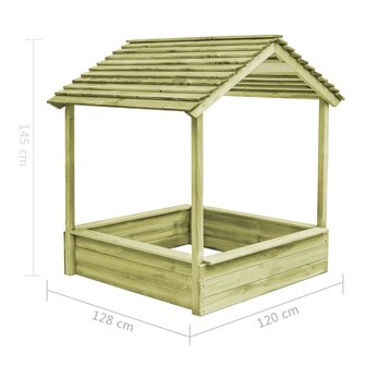 Buitenspeelhuis met zandbak 128x120x145 cm grenenhout