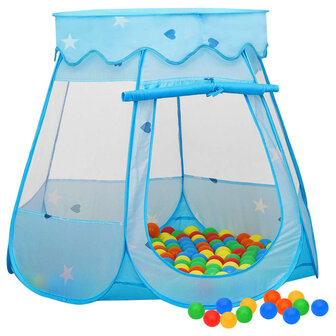 Kinderspeeltent met 250 ballen 102x102x82 cm blauw