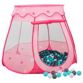 Kinderspeeltent met 250 ballen 102x102x82 cm roze