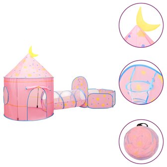 Kinderspeeltent met 250 ballen 301x120x128 cm roze