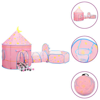 Kinderspeeltent met 250 ballen 301x120x128 cm roze