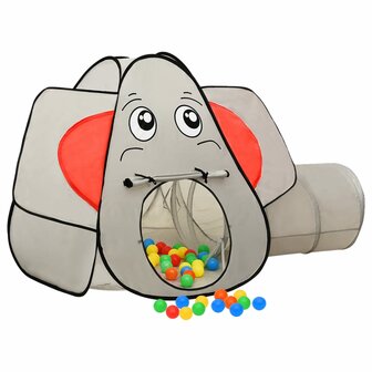 Kinderspeeltent met 250 ballen olifant 174x86x101 cm grijs