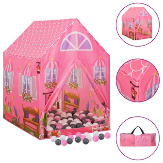 Kinderspeeltent met 250 ballen 69x94x104 cm roze