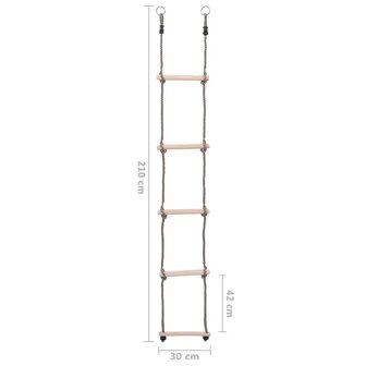 Ladder met 5 sporten 210 cm massief grenenhout