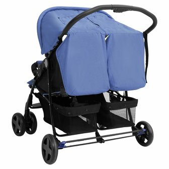 Tweelingkinderwagen staal marineblauw