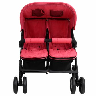 Tweelingkinderwagen staal rood