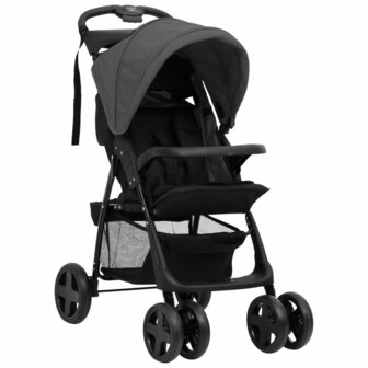 Kinderwagen 2-in-1 staal donkergrijs en zwart