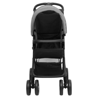 Kinderwagen 2-in-1 staal lichtgrijs en zwart