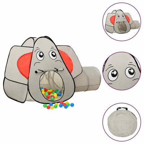 Kinderspeeltent Olifant 174x86x101 cm grijs