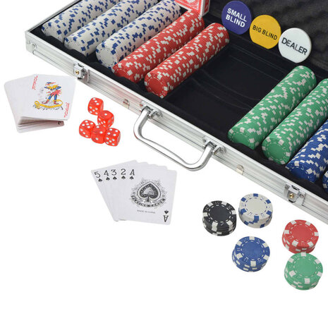 Pokerset met 500 chips aluminium