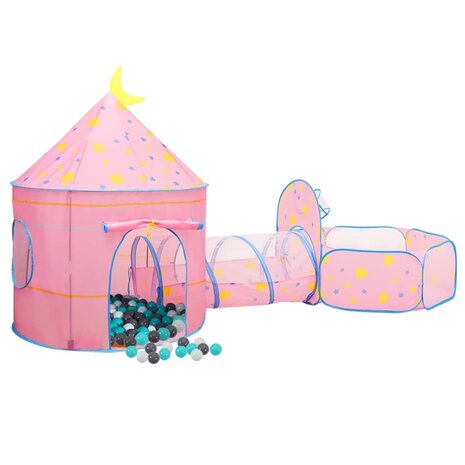 Kinderspeeltent met 250 ballen 301x120x128 cm roze