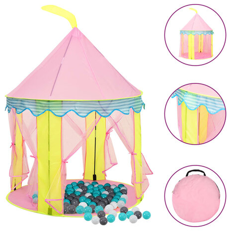 Kinderspeeltent met 250 ballen 100x100x127 cm roze