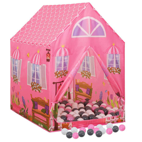 Kinderspeeltent met 250 ballen 69x94x104 cm roze