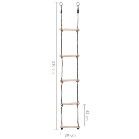 Ladder met 5 sporten 210 cm massief grenenhout