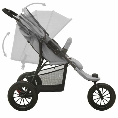 Kinderwagen staal lichtgrijs