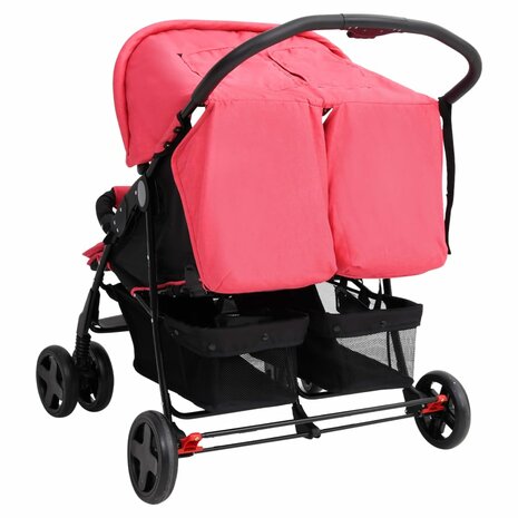 Tweelingkinderwagen staal rood