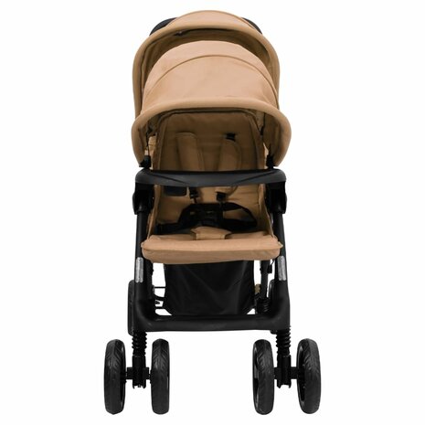 Tweelingkinderwagen tandem staal taupe