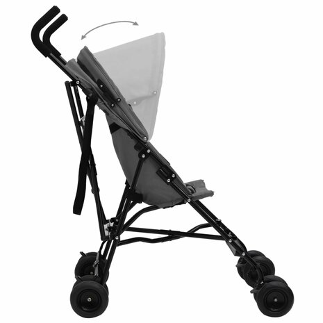 Kinderbuggy staal lichtgrijs en zwart