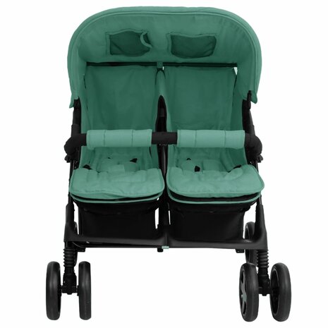 Tweelingkinderwagen staal groen