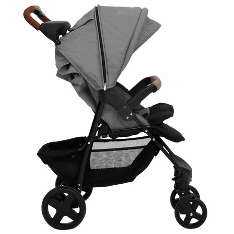 Kinderwagen 2-in-1 staal lichtgrijs